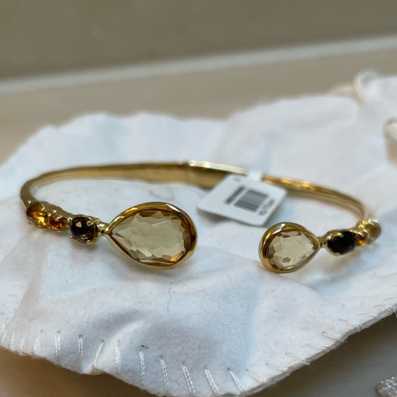 Ippolita Jewelry - NWT Ippolita Rock Candy Citrine Smoky Quartz 18K Yellow Gold Bangle Size Small